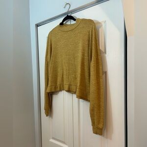 So Mustard Yellow Cropped Pullover Sweater Size XL Long Sleeve Top